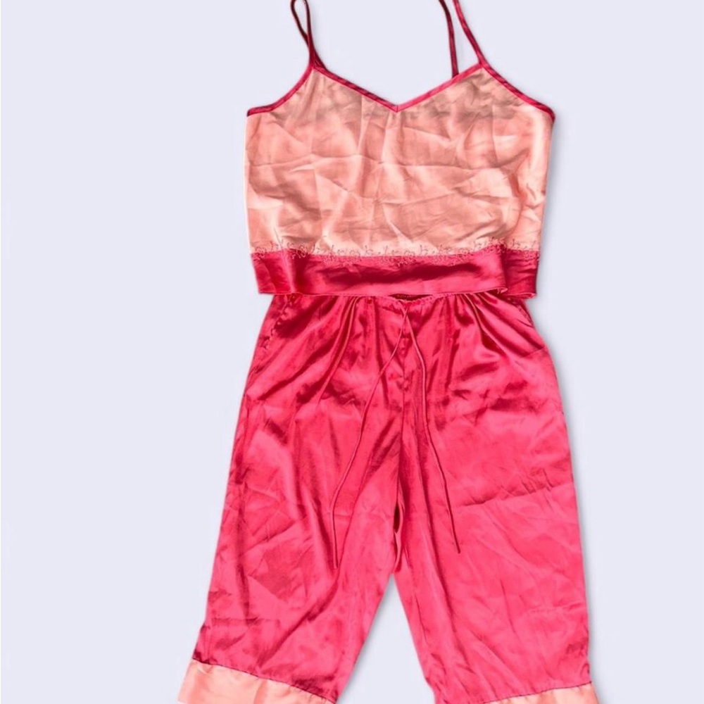 Blush and Hot Pink Satin Plus-Sized Pajama Set